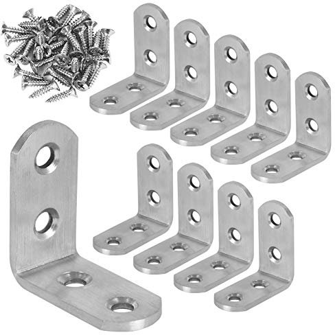 3mm Dick Haltbar Winkel Klammern 40mm 90 Grad Eckwinkel Edelstahl Mit Schraube für Möbel Tabelle Stuhl Bücherregal Schränke Anbau Winkel Bracket (10 Stück)
