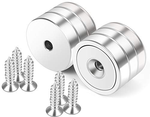 Neosmuk Magnete mit Loch,50kg starke runde Magnete für die Wand,Magnet mit Schraube für Holz,Neodym-Scheibenmagnet mit Loch in der Mitte,32mm flacher Magnet(6er-Packung)