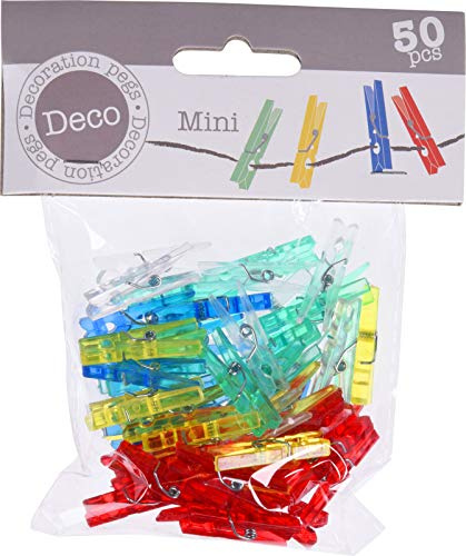 Mini-Klammern Mini-Wäscheklammern, Größe 30 mm, ideal zum Basteln, zur Tisch-Dekoration, Geschenkklammern für Geschenktüten, Geschenkkarten, Mini Zierklammern für Fotos (25 Stück, Bunt transparent)