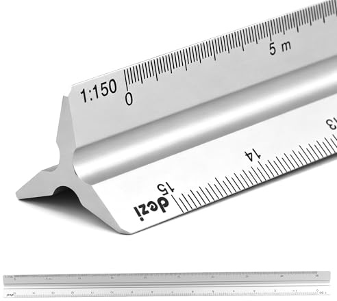 Righello 30 cm, Scalimetro Triangolare (1 taglie + argento)