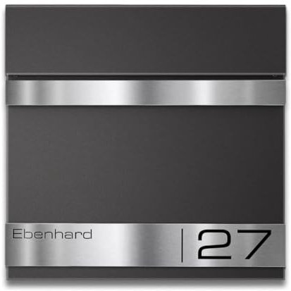 Metzler Cassetta delle lettere esclusiva in Eisglimmer Stencil – con scomparto per giornali – Cassetta delle lettere da parete con targhetta in acciaio inox V2A – Verniciatura a polvere in DB703