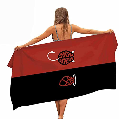 JXSMYT Brain-Heart Strandhandtuch,Strandtücher,Sporthandtücher Für Schwimmer,Strandtuch Mikrofaser Handtuch,Strandhandtuch Schnell Trocknendes (A02,70x140cm)