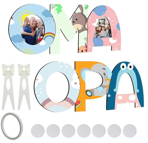 UYUYong OPA OMA Geschenk Enkel Enkelin Fotorahmen Holz für baby Familie Bastelset Kinder Holz mit Standhilfe für Geburtstag Weihnachten Dekoration -Sicherheits Material