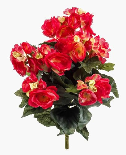 artplants.de Begonia Artificial CATINKA en Varilla de Ajuste, Rosa, 30cm - Begonia de plástico