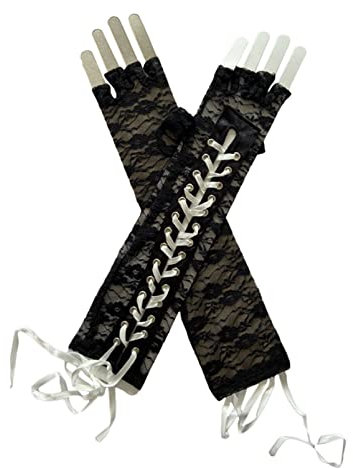 JUNYY Frauen Elegante Spitzenschnürung Fingerlose Handschuhe Lange Ellbogenhandschuhe Für Kostüm Hochzeit Party Armwärmer (Stil 3)