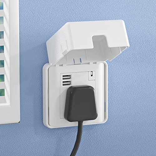 SAFELON 1 Pack Single UK Socket Cover Box for Baby Safety, Childproof Electrical Outlet & Plug Cover Box with Waterproof Splashes, Switch Protector Cover for Home Safety, Screws Only (White)