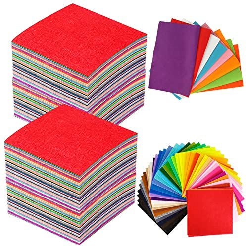 Karjiaja 90 Stück Farben Filzstoff, 10 * 10cm Bastelfilz Polyester Felt Farbig Filz Blätter Filz Basteln Bunter Filzstoff Filzplatten Filzbögen zum DIY Handwerk Nähen Manual Decoration