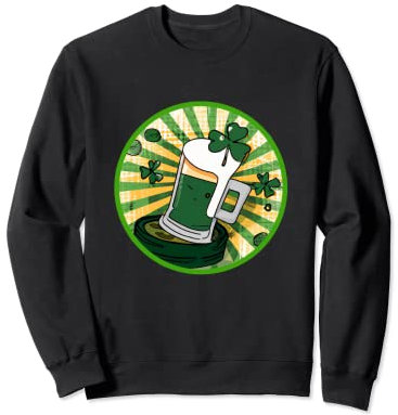 Chope irlandaise trèfle avec bière | Saint Patrick Sweatshirt
