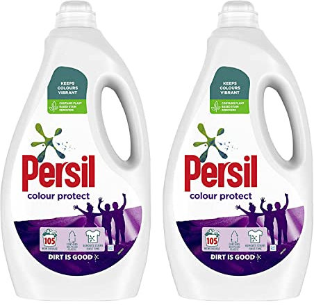Persil Colour Protect Laundry Washing Liquid Detergent, Plant Based Biodegradable Stain Remover 2.835L, 105 Washes (Buy 2)