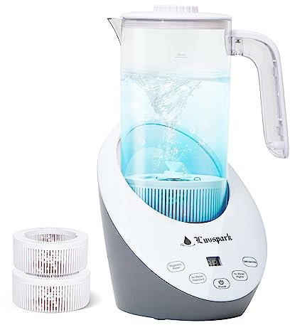 Hydrogen Water Pitcher Generator, BPA Free, 50oz Hydrogen Water Machine, SPE & PEM Ionized Electrolysis Technology, Balanced pH Levels, 2 Calcium Sulfite Filters