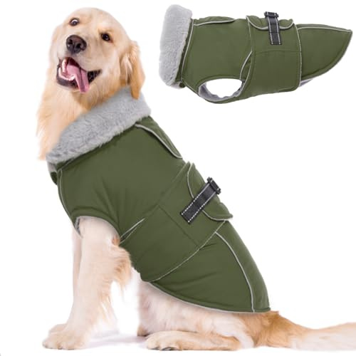 Lelepet Dog Coats for Large Dogs Waterproof Dog Jacket with Adjustable Fit