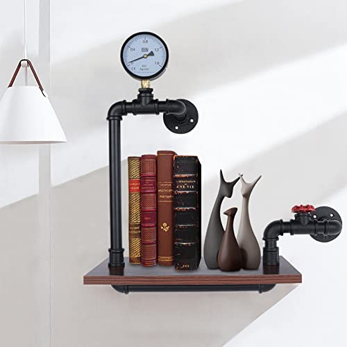 Industrie Rohrhalter Hänge Bücher Regal Wand Board Aufbewahrungsregal Vintage Halter Ablagen Industrial Eisenrohr Ebenen Wandhalterung FüR BüRo Wohnzimmer Retro Rechteckig Holz Bis 25Kg 40*57Cm