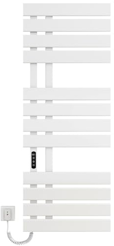 Toallero Baño Radiador, Toallero Electrico Baño Blanco WiFi, 500×1300mm | 460W, Calentador de toallas WiFi, para Alexa y Google Home y APP, Radiador Toallero Electrico, Ahorro energía-WiFi White Left