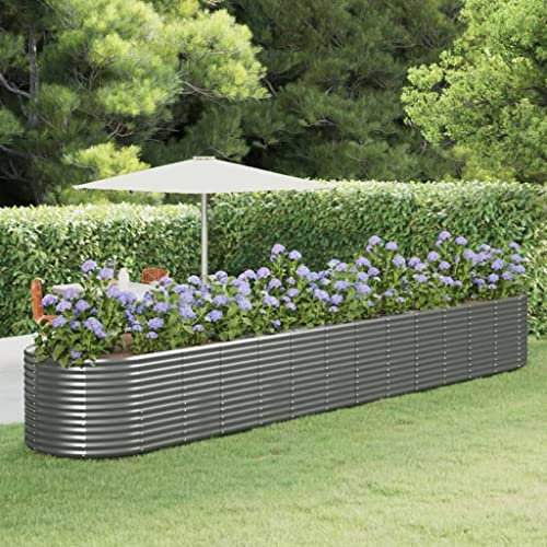 Hochbeete Für Garten,Großes Kräuterbeet Einfacher Aufbau, Garten & Balkon, Freistehendes Gemüsebeet Für Blumen, Obst & Gemüse, Aus Metall, Gartenbeet-Grau||554x100x68 cm
