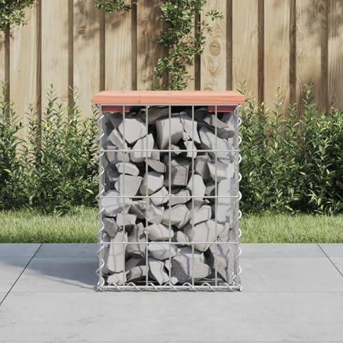 Rantry Gabionenbank Bank Sitzbank Parkbank Möbel Gabione Steinkorb Drahtkorb Gartenbank Bänke Gabionenkorb Ruhebank Gartenbank aus Gabionen 33x31x42 cm Massivholz Douglasie