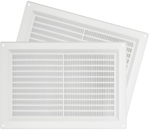 Repa Market 2-Pack 10'' x 7'' Inch / 250 x 170 mm Plastic White Vent Cover - Rectangular Wall Duct Grille - Air Vent Louver - Protective Screen Mesh - HVAC Ventilation, Exhaust, Air Intake Grill
