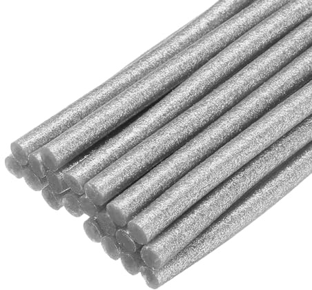 QUARKZMAN 20 Stück Heißklebesticks 7mm x 100mm Heißklebepistole Sticks Glitzer Silber, Glue Stick Heißkleber Klebesticks Heißklebestifte Klebestifte Bastelklebestifte für DIY Reparieren