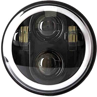 AYKANING Motorrad Hauptscheinwerfer,Motorrad Scheinwerfer Motorrad Hilfsscheinwerfer 5,75 Roller-Scheinwerfer-Montage Motorrad-Scheinwerfer-(Color:Silver)