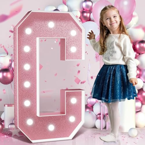 Chapiteau Lumineux De 3,3 Pieds, Grandes Lettres De Chapiteau for Décor De Fête d'anniversaire, Décorations De Fond De Mariage, Cadre De Ballon en Mosaïque(Color:Letter C)