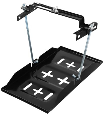 QWORK® Support Universel pour Batterie de Voiture - Support en Métal 34,5x20 cm avec Pinces de Maintien Réglable