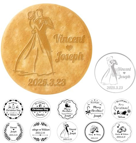 Tampons à biscuits de mariage personnalisés avec votre nom et celui de votre proche, Tampons à biscuits personnalisés avec anniversaire de mariage, Cadeau de moule à biscuits pâtisserie fait à la main
