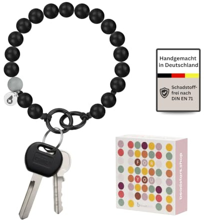 beadstars® Schlüsselanhänger Damen Holzperlen Auto – handgemachter Perlen-Anhänger zum Umhängen im Armband-Design, 25 cm lang, stilvolles Accessoire & Geschenkidee für Frauen