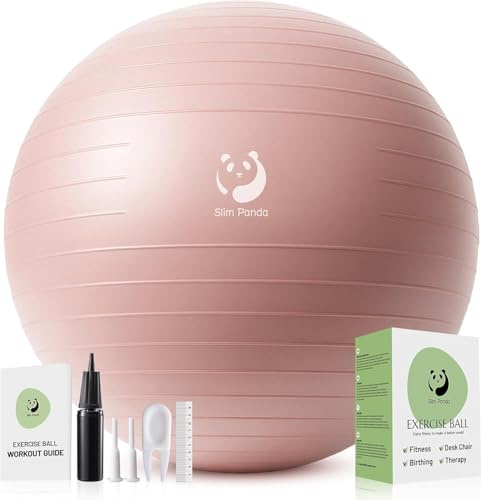 Slim panda gymnastikboll, 55–85 cm explosionssäker och halkfri sittboll med pump, mjuk yogakula träning uppblåsbar boll för seniorterapi, hem, fitness, balansträning
