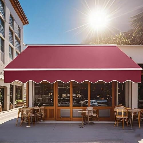Toldo retráctil para ventana, tela de repuesto de 10 x 5 pies, 13 x 8 pies, protección UV, parasol para mercado, puerta, cubierta (borgoña, 3 x 2,5 m)