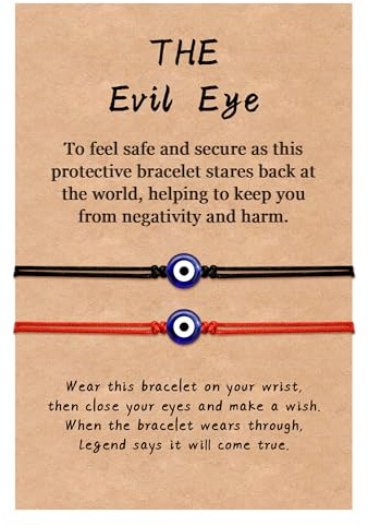 YELUWA 2Pcs Black & Red Evil Eye Bracelet for Women Men Good Luck Bracelets