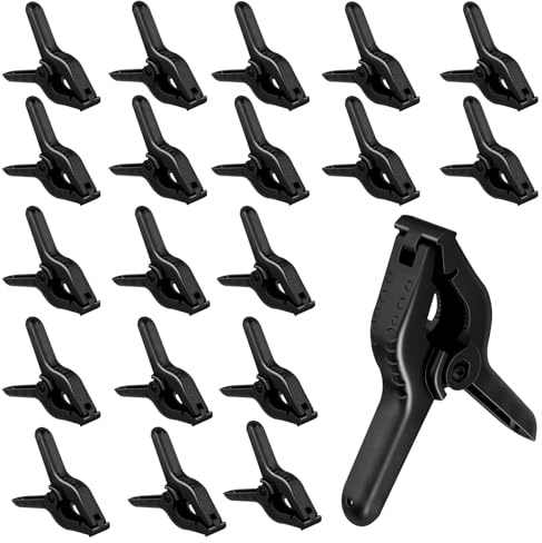 MUKSUET 20 PCS Plastic Spring Clamps, 4.5 Inch Heavy Duty Versatile Photography Backdrop Clips, Quick Grip Clips for Woodworking Muslin and DIY Crafts
