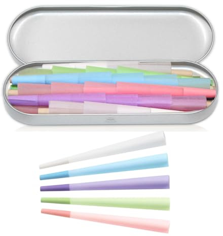 40 Vorgedrehte Hülsen – 78 mm Klein Konische Cones in 5 Farben mit 26 mm Filtertip, Pre Rolled/Vorgerollte Blättchen/Longpapers