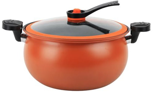 Stockpot with Lid, Mini Pressure Cooker Large Capacity Fast Heating Non-Stick Multi-Function for Gas Induction Electric Stoves, Red
