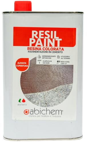 ABICHEM Resil Paint 5 L – Impermeabilizzante Anti‑Polvere per Pavimenti in Cemento Stampato e Industriali – Resa Alta, Protettivo ad Alte Prestazioni contro Olio, Acqua e Calpestio, (Beige)