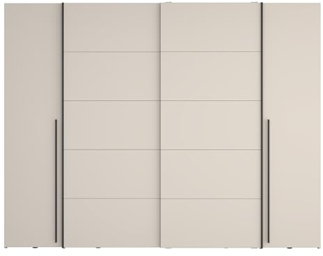 Forte NARAGO Kleiderschrank 270, moderner Dreh-/Schwebetürenschrank, 4-türig, Holzwerkstoff, Kaschmir|Beige, 270,3 cm breit x 210,5 cm hoch x 61,2 cm tief