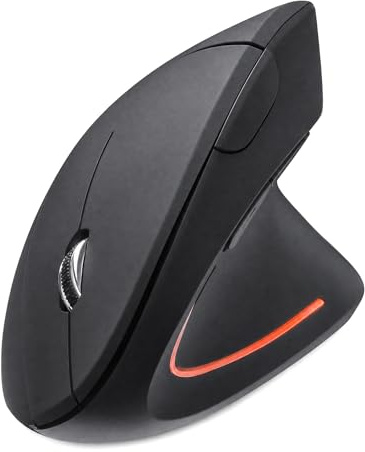 SiumPklay Ergonomic Mouse, Wireless Rechargeable Vertical Mouse (Bluetooth 5.0/3.0+USB-A), Right-Handed Optical Mouse with 1600 DPI, Silent Clicks, Wide Compatibility - Black