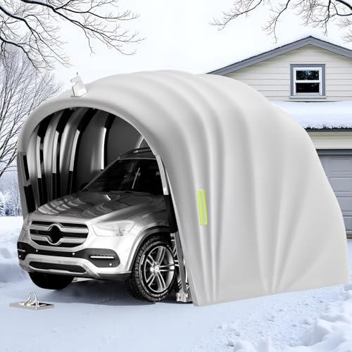 Cochera a Prueba de Todo Clima, Garaje Exterior para Coche con Cerradura, Garaje Plegable Móvil, Resistente a la Lluvia y la Nieve, para Todo Tipo de Coches, 2.5x5.5x2.3m