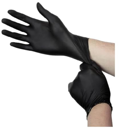 AHG Black Vinyl Gloves Medium – Pack of 100 Disposable Gloves | Powder & Latex Free Food Safe Gloves for Cleaning, Catering, Hair Dye & Professional Use