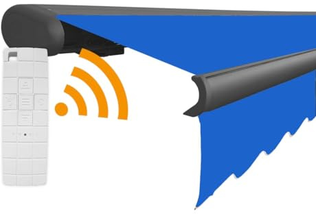Arilco Elektrische Vollkassettenmarkise Kassettenmarkise Gelenkarmmarkise Markise Sonnenmarkise Sonnenschutz in vielen Farben und Größen wählbar in der Kassettenfarbe Anthrazit (6x3,5m Azur)