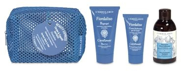L'Erbolario Beauty Express Corpo & Capelli – Kit Pochette Fiordaliso | Bagnogel 50 ml + Crema Corpo Profumata 30 ml + Shampoo Pura Dolcezza 100 ml