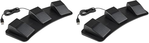 Aundhegrtt 2X Conmutador de Pie Triple USB, Tecla de Controlador, Teclado Personalizado, Pedal de Acción Multimedia para Juegos para Computadora