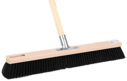 BawiTec Profi Saalbesen Großraumbesen Kunsthaar-Borsten mit stabilem Stiel schwarz-weich (Breite 80cm / Stiel 160cm) Kehrbesen mit Holzstiel Metall-Stielhalter verschraubt für Industrie,Gewerbe ..