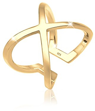 Elli Damen Ring mit Kreuz Symbol Blogger Statement in 925 Sterling Silber