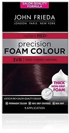 John Frieda Precision Foam Colour 3VR, Deep Cherry Brown Hair Dye, Salon-Finish Deep Cherry Brown Permanent Hair Colour, 100% Grey Coverage