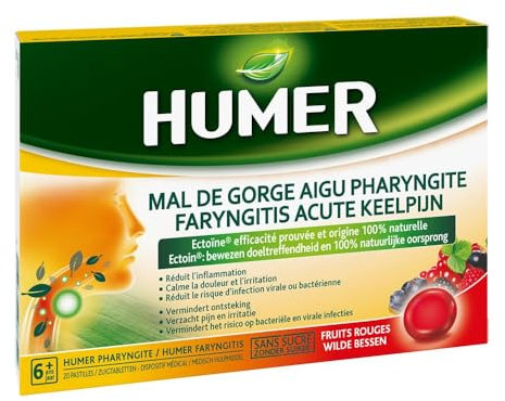 Humer Acute Sore Throat Pharyngitis Red Fruits 20 Lozenges