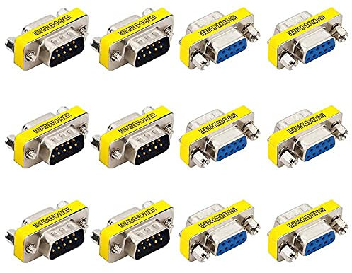 GTIWUNG 12 Pezzi Adattatore VGA Femmina a Femmina Maschio a Maschio 9pin Gender Changer F/F M/M Cavo Prolunga Accoppiatore SVGA per PC Monitor 9-Pin DB9 RS232 Seriale