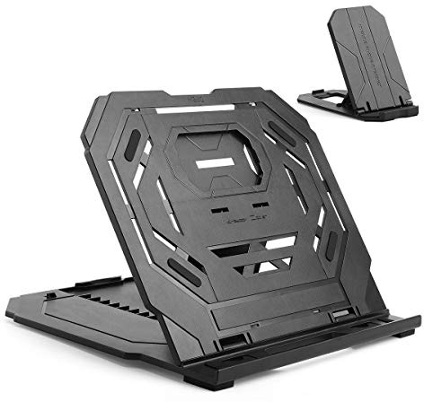 Frunsi Supporto per tablet da disegno, supporto per laptop, supporto pieghevole per display tablet, angoli regolabili a 9 livelli con supporto per telefono integrato, per tablet da disegno da 12-17