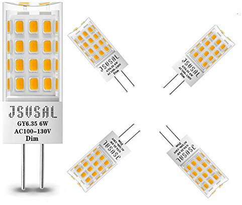 JSVSAL GY6.35 LED Bulb Dimmable, T4 JC Type GY6.35/G6.35 Bi-pin Base,AC 120V Natural White 4000K,6W Equivalent to 50-65W G6.35/GY6.35 Halogen/Xenon/Incandescent Replacement Bulb,4 Pack