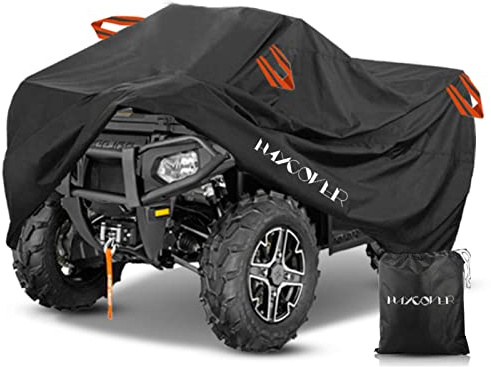 Quad ATV Plane HAYCOVER Fahrzeugabdeckung ATV Schutzhülle 210D Reversible Fabric Winterfest Staub Regen UV Schutz Schwarz mit Silber 256 x 110 x 120 cm