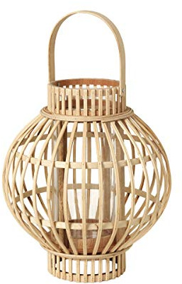 Broste Copenhagen Laterne, Glas, Bambus Natur, 27cm