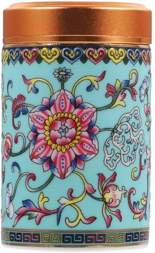 Cabilock Ceramic Enamel Tea Canister, 80ml Porcelain Loose Leaf Tea Storage Jar with Airtight Screw Cap, Portable and Lightweight, Ideal for Spices, Coffee, Blue Spice Condiment